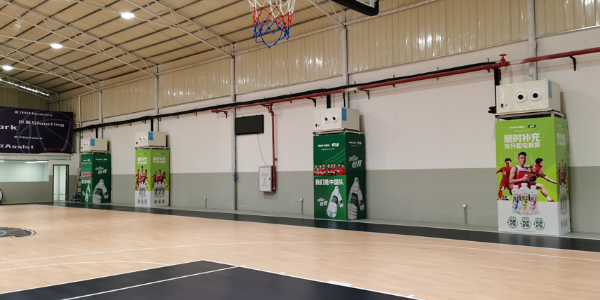 室內(nèi)籃球館降溫空調(diào)安裝蒸發(fā)冷省電空調(diào)-臥式射流機(jī)組,，省電降溫效果好