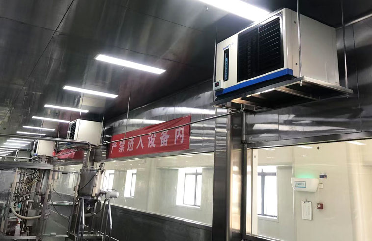 食品加工車間，安裝蒸發(fā)冷省電空調-臥式軸流款